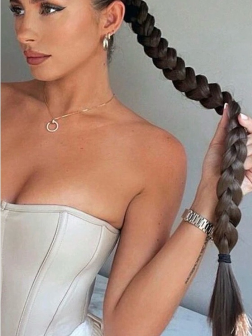 NWT Sleek Black Braided 36” High Ponytail Hair Extension